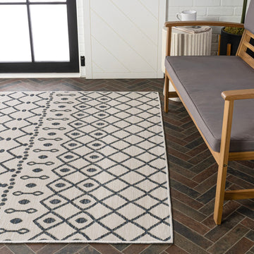 Zana Modern Geometric Moroccan Reversible Machine-Washable Indoor/Outdoor Area Rug